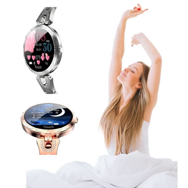 smartwatch-dama-mujer-reloj-inteligente-fitness-deportivo-casual-aplicacion-mide-rangos-deportivos-podometro--alarma-seguimiento-pasos-medición-distancia-consumo-calorías-alarma-modo-vibración-fecha-puerto-usb-automática-día-resistente-prueba-agua-impermeable-fecha-usb-android-ios-agua--cronómetro-segundos-microsegundos-color-diseño-varios-colores-niñas-adolescentes-periodo-menstrual-embarazo-asistente-personal-compatible-iphone-galaxy-xiaomi-huawei-bateria-regalo-correa-metalica-accsorios-sms-7